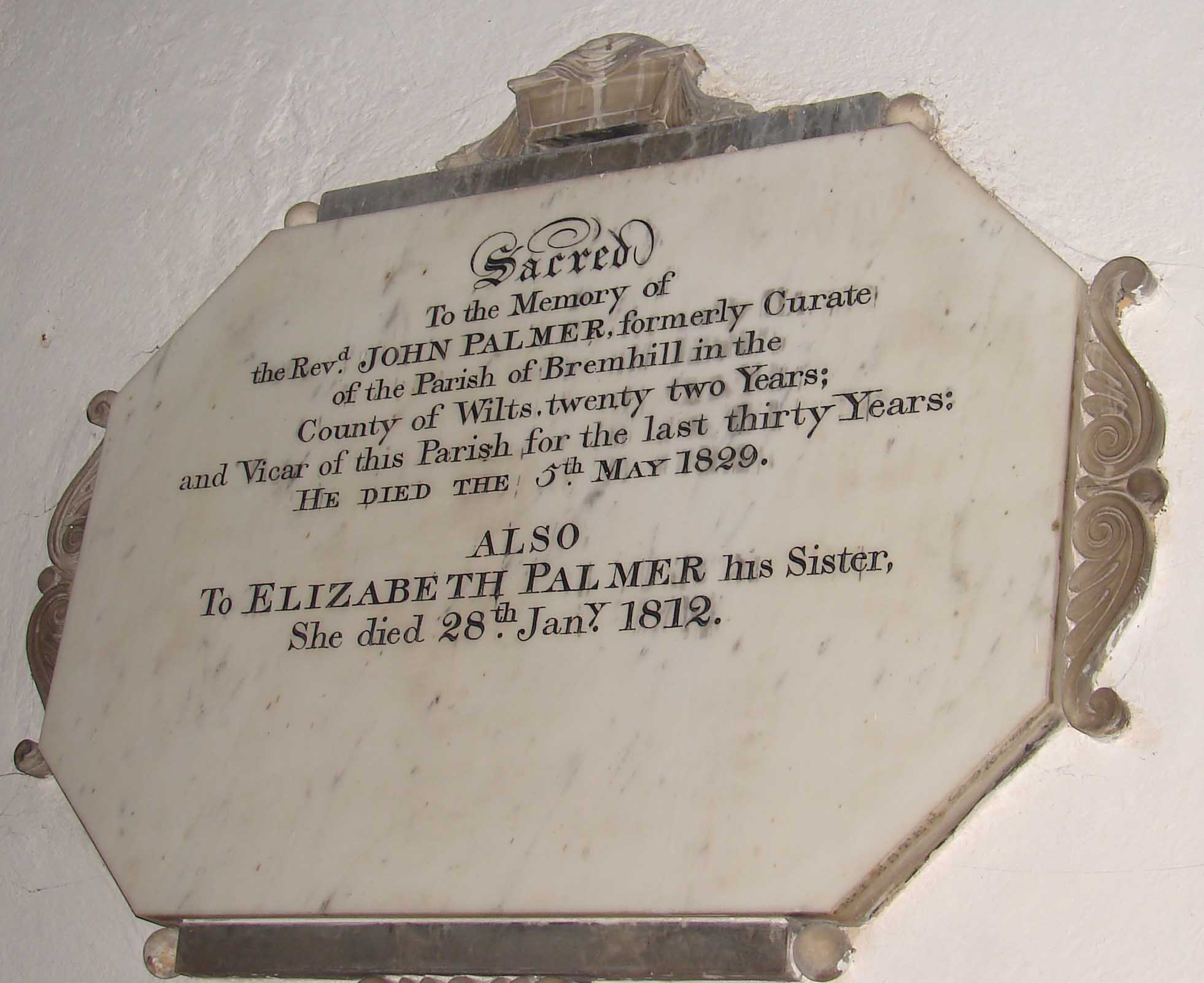 Rev.John Palmer Memorial Plaque