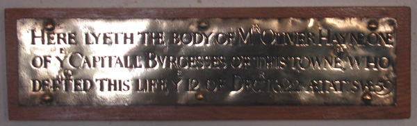 Memorial Plaque St Peters Dorchester Oliver Hayne