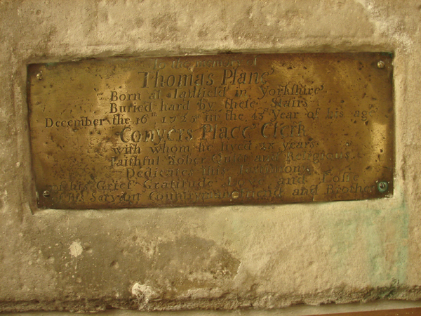 Thomas Plane 1725 memorial St Peters